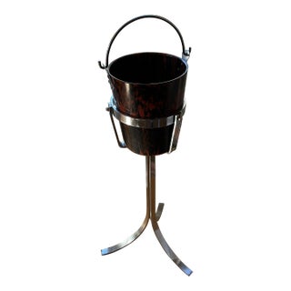 1970s Faux Tortoiseshell and Chrome Champagne Bucket For Sale