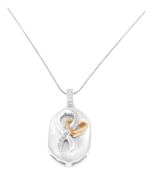 10k Rose Gold and Sterling Silver 1/10ct TDW Round Cut Diamond Interlocked Heart and Ribbon Pendant Necklace (H-I, I1-I2)