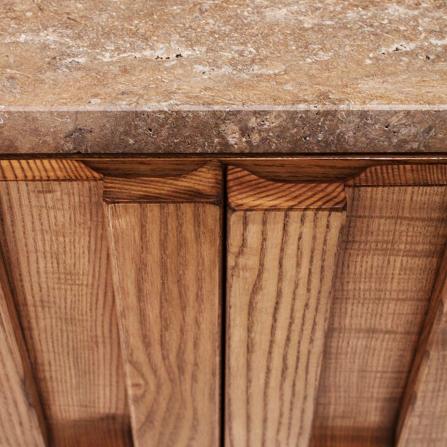 Vintage Italian Sideboards in Oak and Travertine, 2000, Set of 2 For Sale - Image 10 of 12