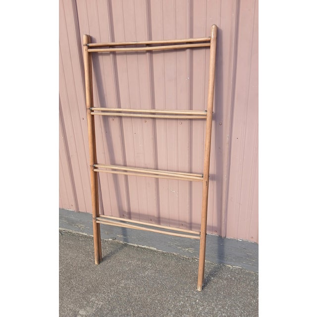 Farmhouse Antique Wooden Trifold Ladder Drying Rack 1900s For Sale - Image 3 of 18