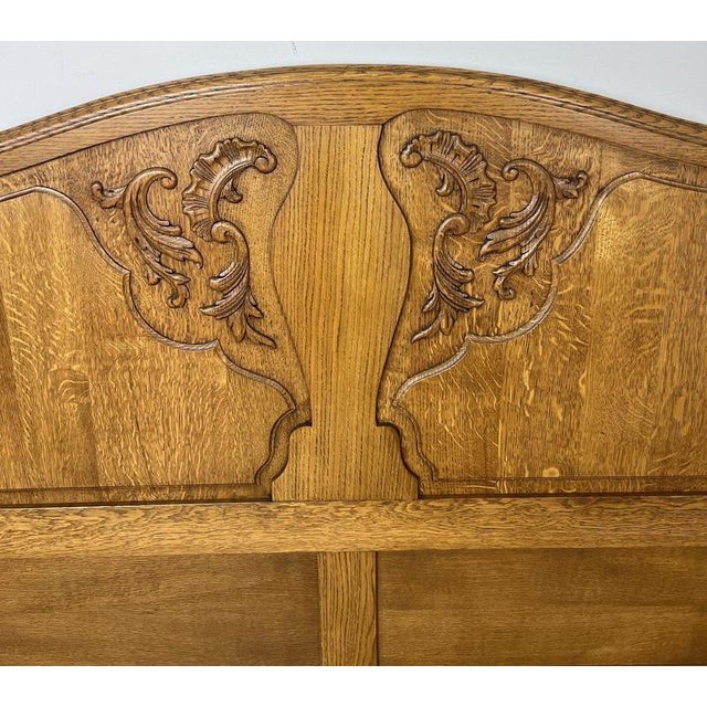 Vintage French Louis XVI Double Bed Frame in Carved Oak For Sale - Image 10 of 15
