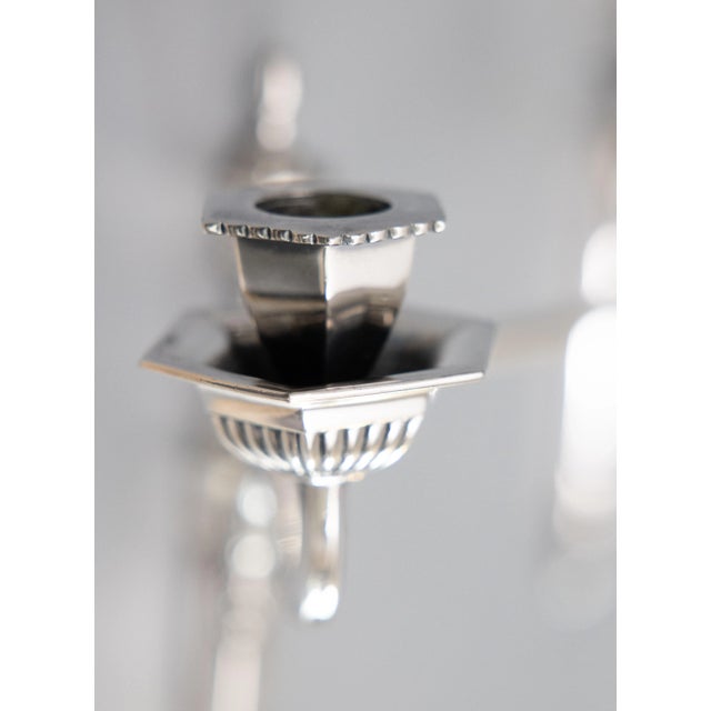 Vintage Neoclassical Style English Silver Plate Candle Wall Sconces - A Pair For Sale - Image 10 of 12