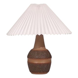 1960s Einar Johansen, Large Table Lamp, Brown Stoneware For Sale