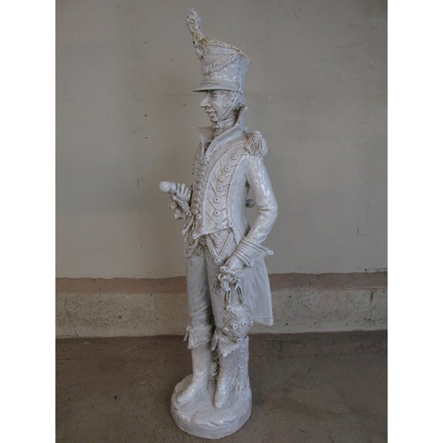 Large Mid Century Italian ceramic sculpture depicting a standing Napoleonic era grenadier (over 40 inches high). Very...