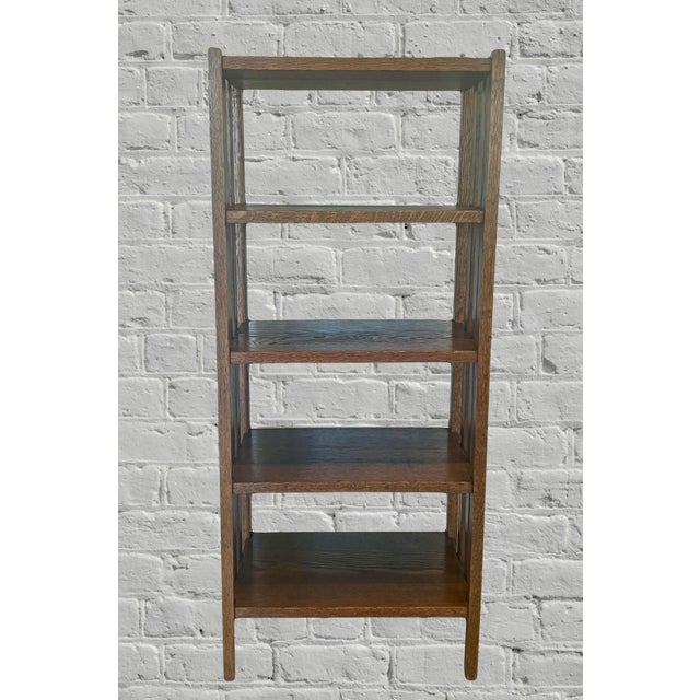 Antique Mission / Arts and Crafts Style Oak Five Shelf Open Bookcase or Shelving, Double Sided For Sale - Image 9 of 11
