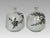 A pair of unusual Japanese hand thrown and decorated pale grey/white celadon ceramic vases, with sweeping Cherry Blossom...