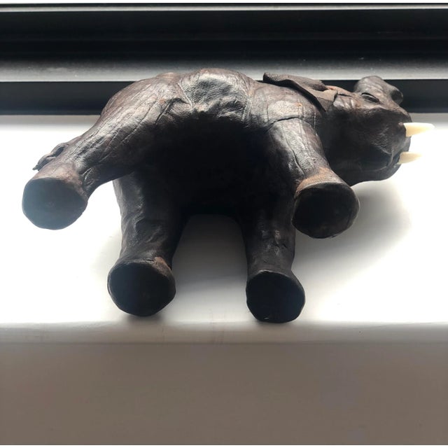 Vintage Mid Century Leather Wrapped Elephant Figure For Sale - Image 11 of 12