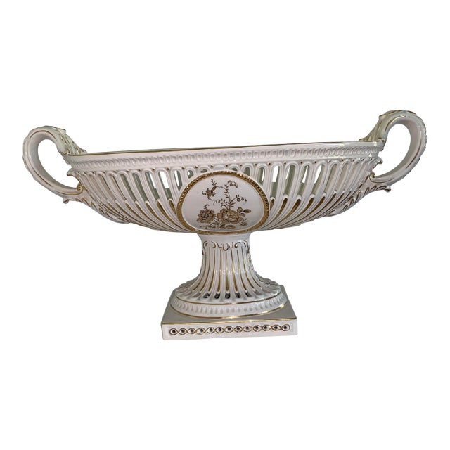 1980s Large Pierced Compote Pedestal Dish For Sale