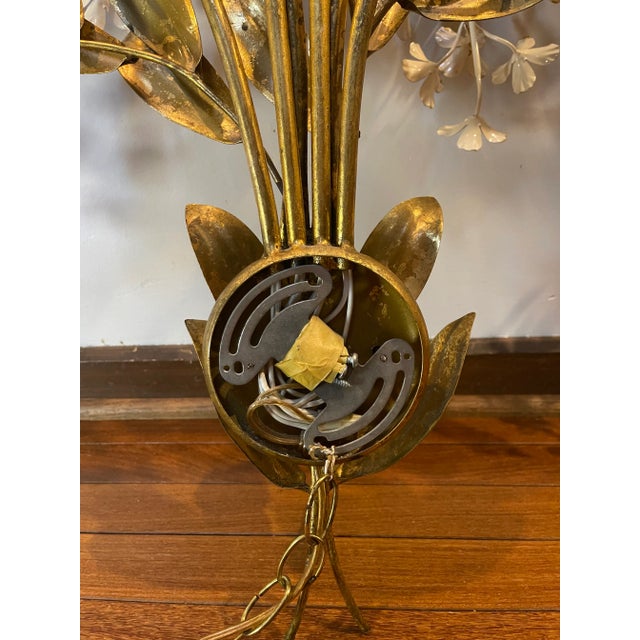 Mid 20th Century Hans Kögl Gilt Metal Floral Lighted Wall Sconce For Sale - Image 12 of 12