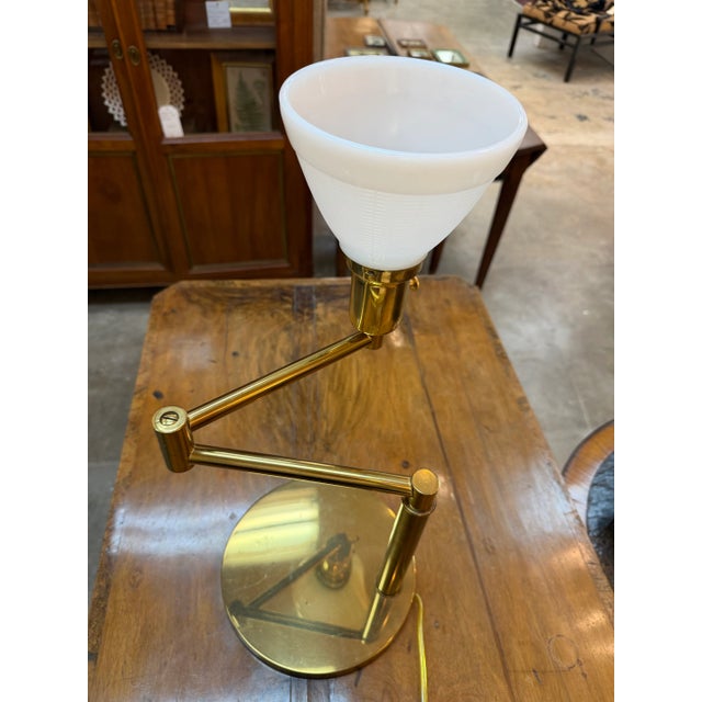 1970s 1970s Brushed Brass Swing Arm Lamp Attributed to Walter Von Nessen For Sale - Image 5 of 8