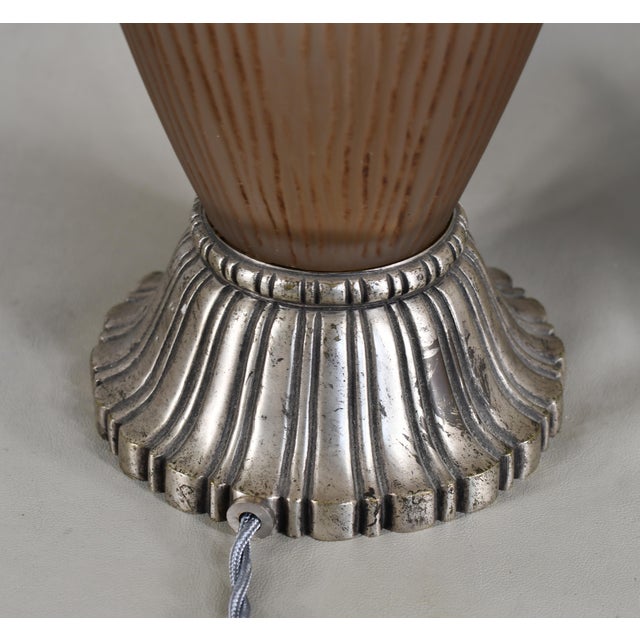 Metal 1930s Large French Art Deco Lamp by Genet Et Michon France - A Pair For Sale - Image 7 of 8