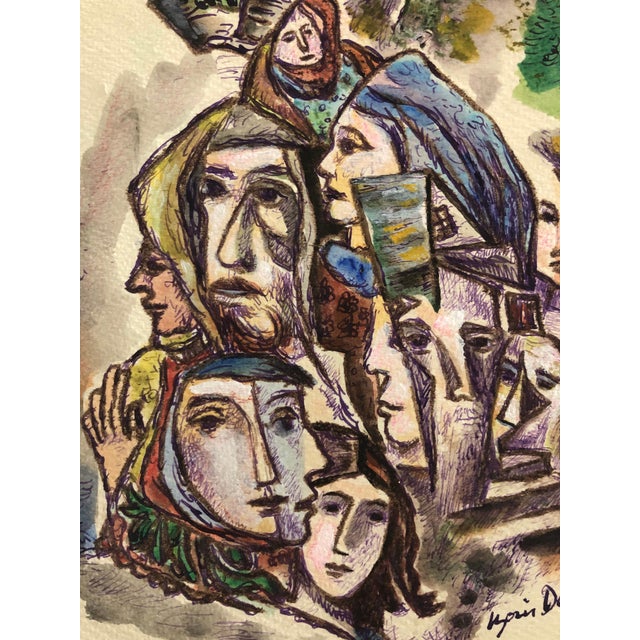 Image size is 11.60" by 9" Boris Deutsch (Lithuanian-American Modernist) was born in Krasnogorsk Lithuania june 4 1892...