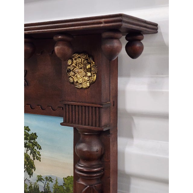 Antique Early 19th Century Federal Style Reverse Painted Trumeau Mirror For Sale - Image 10 of 12
