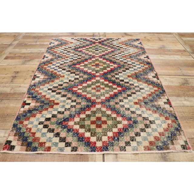 Tan Vintage Turkish Sivas Rug, 04'05 X 05'10 For Sale - Image 8 of 10