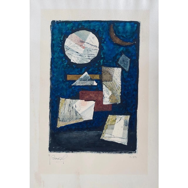 Vintage Moses Bagel Bahelfer Abstract French Judaica Watercolor Gouache Painting For Sale - Image 4 of 9