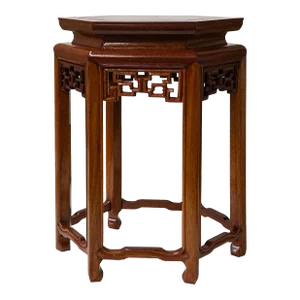 6" Light Brown Hexagonal Ru Yi Apron Tall Display Stand Riser Easel