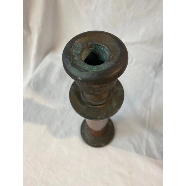 Vintage Sarreid Ltd. Marble & Verdigris Candle Stick Holders- a Pair For Sale - Image 10 of 11