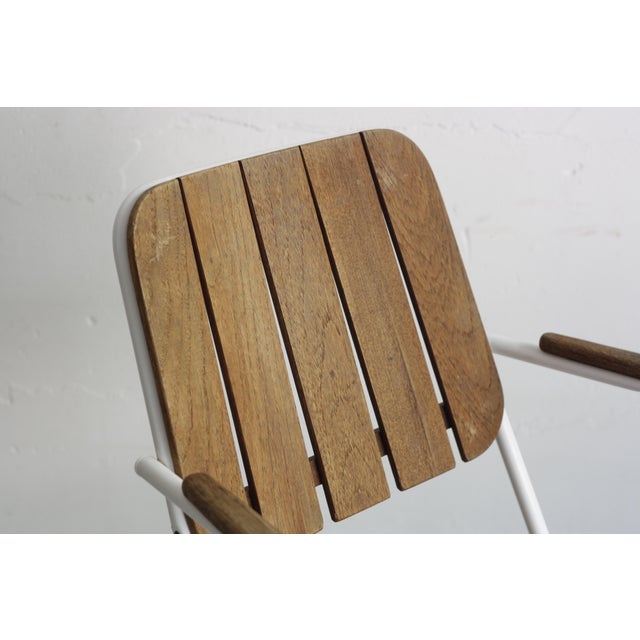 Mid-Century Modern Daneline Garden Chairs in Tubular Steel and Teak, 1970s, Set of 4 For Sale - Image 4 of 14