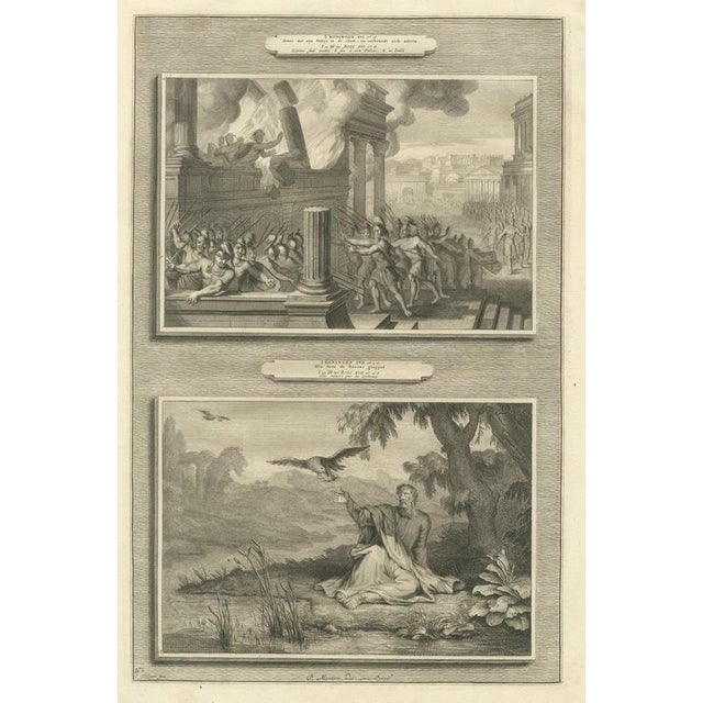 Pieter Mortier, Zimri Burns His Palace and Elijah Fed by the Ravens, Pieter 1700, Engraving For Sale - Image 12 of 12