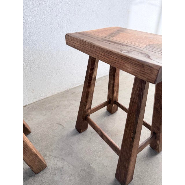 Vintage Oak Stools, 1960s, Set of 2 For Sale - Image 12 of 18