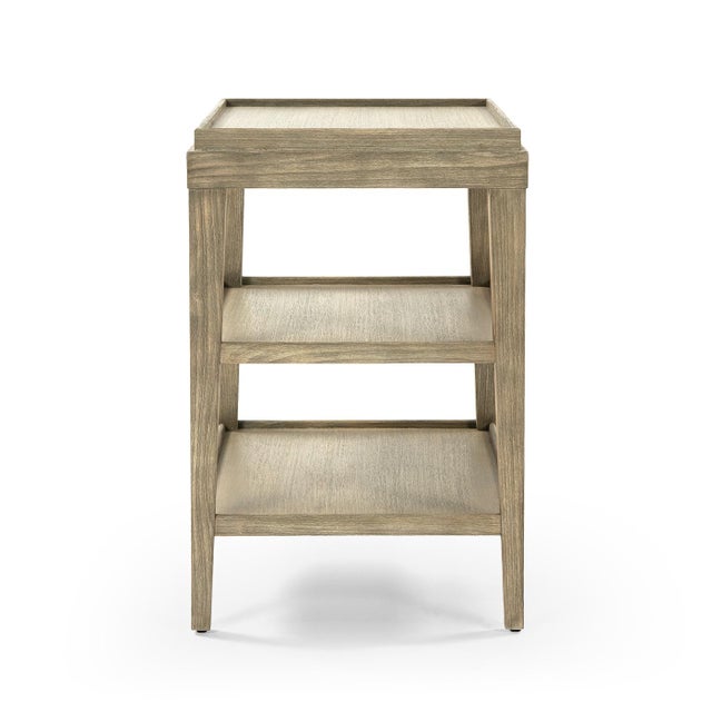 A Classic style light finish side table with a gallery dish top, with a&nbsp;hand-rubbed rabbit finish on celtis wood and...