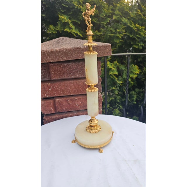 Brass Onyx Column, 1950s For Sale - Image 9 of 9