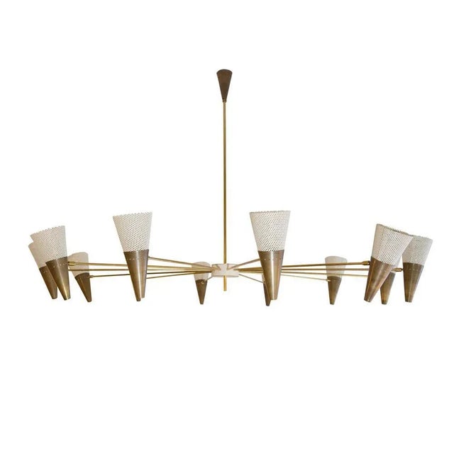 Vintage Brass and Ivory Color Ceiling Lamp by Diego Mardegan For Sale - Image 9 of 10