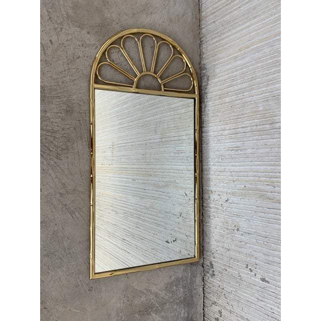 Mid-Century Modern Italian Faux Bamboo Gilt Metal Mirror For Sale In Miami - Image 6 of 7