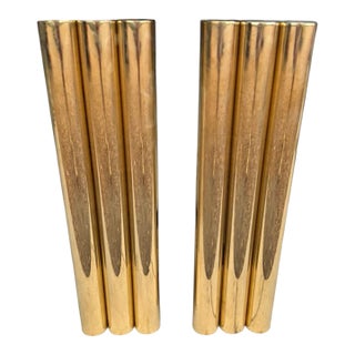 1970s Pair of MCM Attributed Brass Danny Alessandro Andirons For Sale