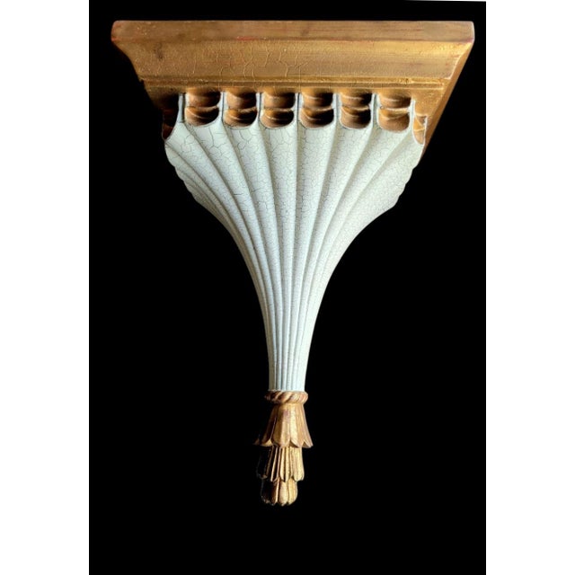 Vintage White Gold Fluted Elegant Wall Shelf Brackets- A Pair For Sale In West Palm - Image 6 of 6