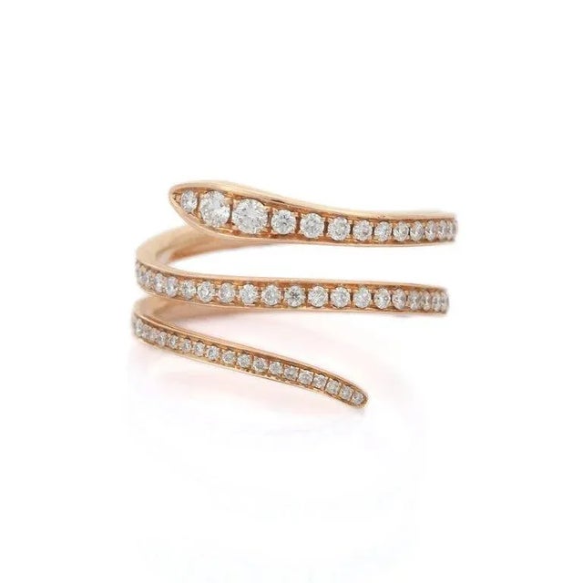 Not Yet Made - Made To Order 18k Solid Gold Pave Set Natural Diamond Serpent Wrap Ring Size 7 For Sale - Image 5 of 16