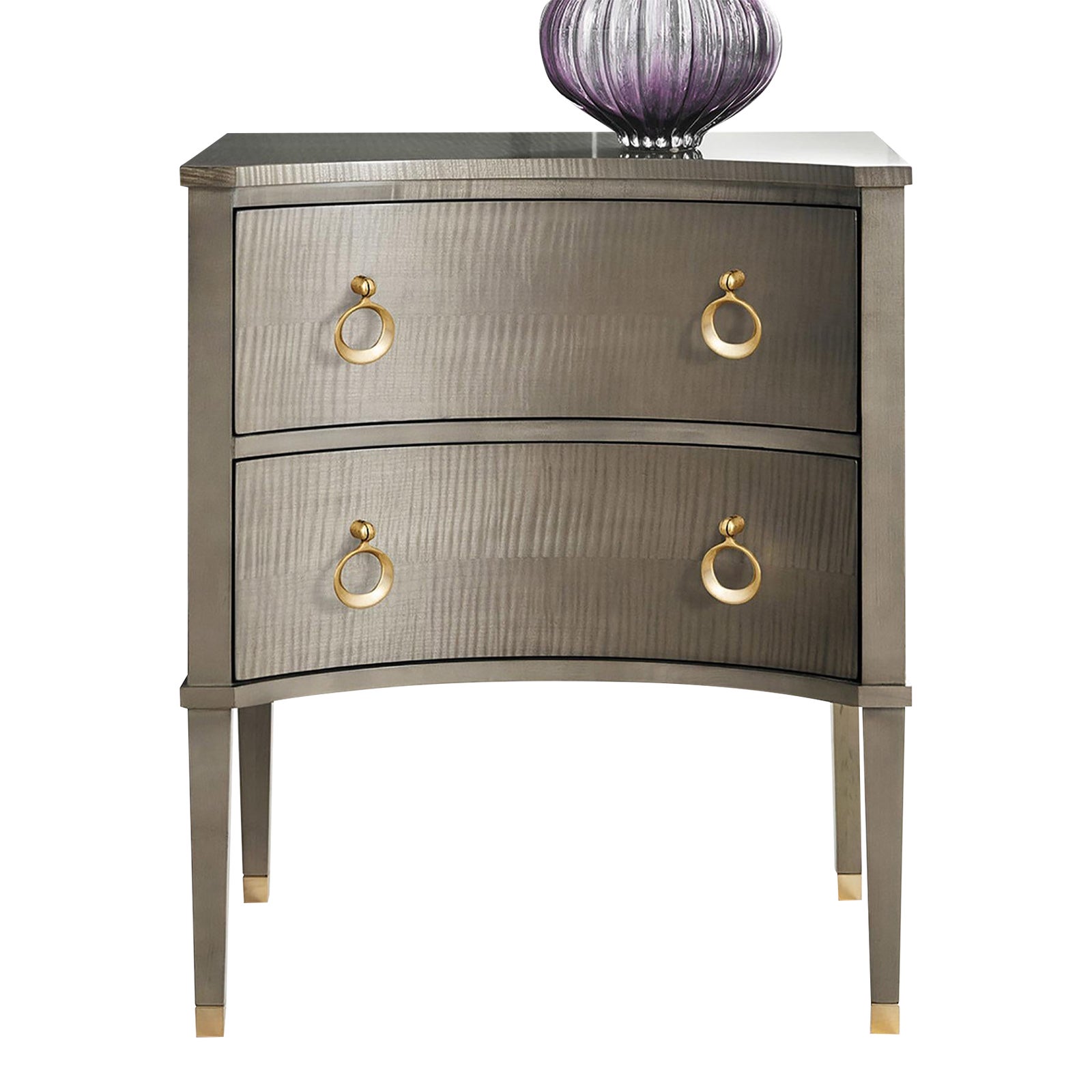 Modern History Concave Bedside Chest Grey Sycamore Chairish