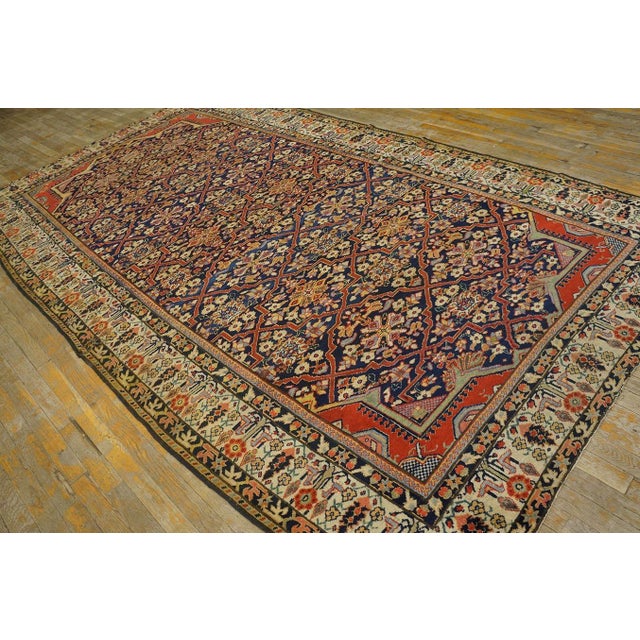 Antique Persian Joshaqan Rug Ivory Border With Scrolling Vines and Flowers Frames the Field For Sale - Image 11 of 18