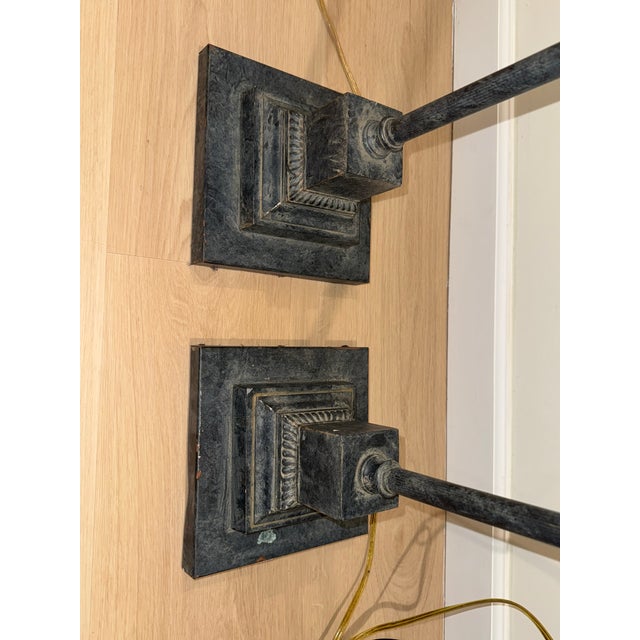 Metal 1970s Cambridge Lamps Inc. Neoclassical Style Black Floor Lamps Pair For Sale - Image 7 of 12