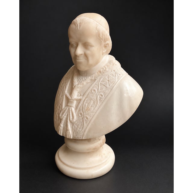 Stone Italian School, Bust of Pope Pius IX, 1800s, Alabaster For Sale - Image 7 of 11
