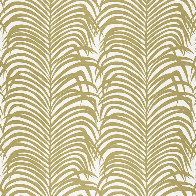 Abstract Schumacher Zebra Palm Fabric in Tan For Sale - Image 3 of 3