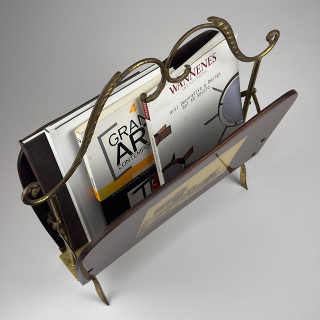 Wood Vintage Magazine Rack, Italy, 1950s For Sale - Image 7 of 18