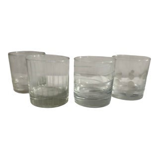 Vintage Glass Double Old Fashioned Whiskey Glasses by Mikasa, 'Cheers' Collection - Set of Four For Sale