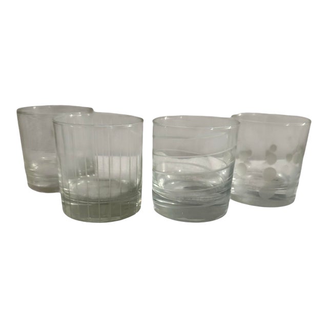 Vintage Glass Double Old Fashioned Whiskey Glasses by Mikasa, 'Cheers' Collection - Set of Four For Sale