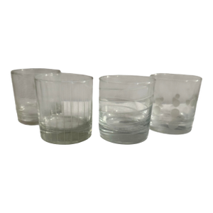 Vintage Glass Double Old Fashioned Whiskey Glasses by Mikasa, 'Cheers' Collection - Set of Four