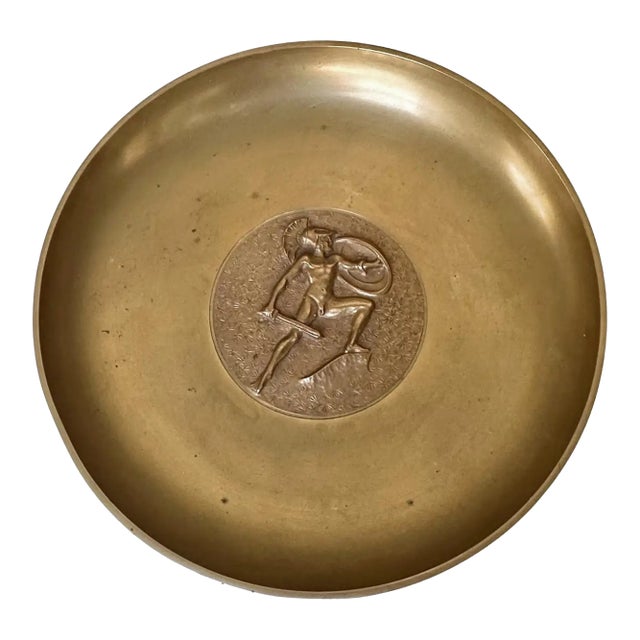 Tinos Denmark Deco Bronze Dish Neoclassic Warrior For Sale