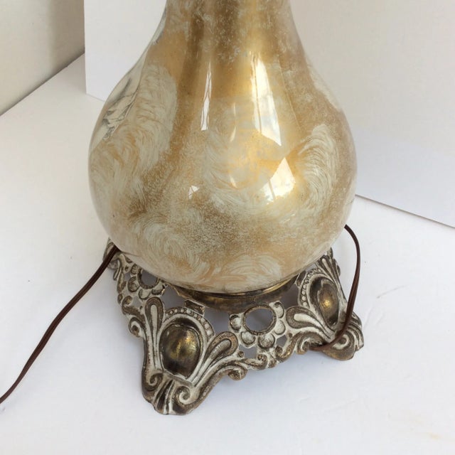 Vintage Eglomise Cherub Rococo Lamp For Sale - Image 4 of 8