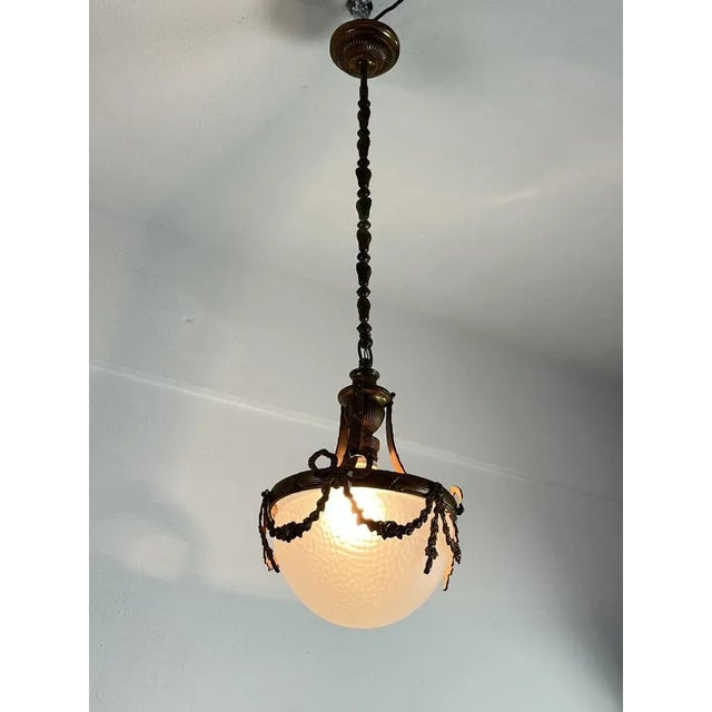 Mid-Century Bronze and Glass Empire Style Hanging Light, 1950s For Sale - Image 4 of 13