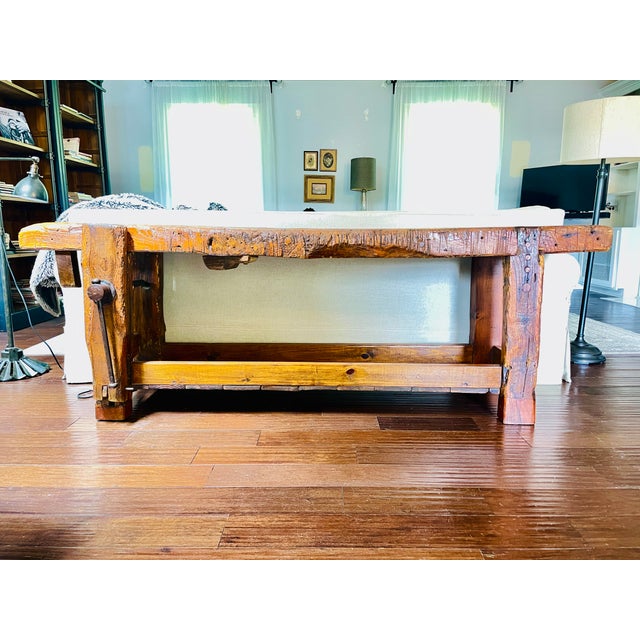 Authentic 19th century French établi/workbench with extraordinary original patina and beautiful proportions for use as a...