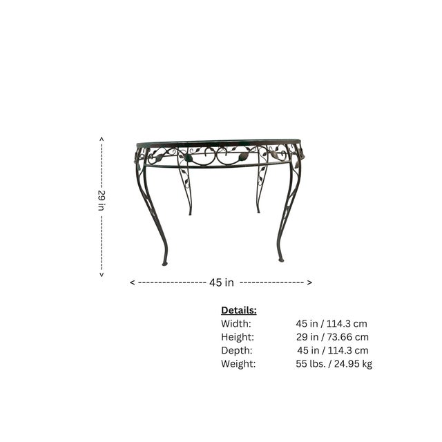 1970s Vintage Wrought Iron Round Patio Table With Glass For Sale - Image 5 of 5