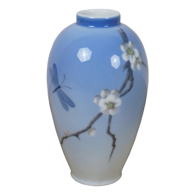 Mid 20th Century Royal Copenhagen 2301 Cherry Blossom Dragonfly Bud Vase Urn For Sale