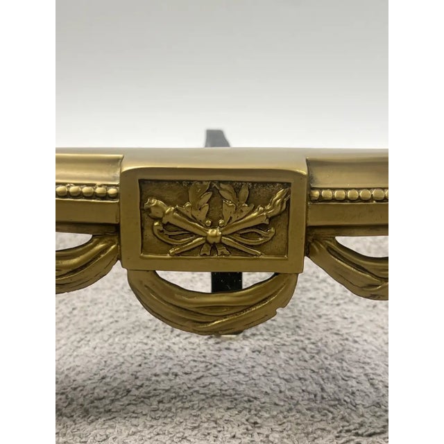 Metal Vintage French Louis XVI Brass Andirons With Acorn Finials & Swag Detail, a Pair For Sale - Image 7 of 9