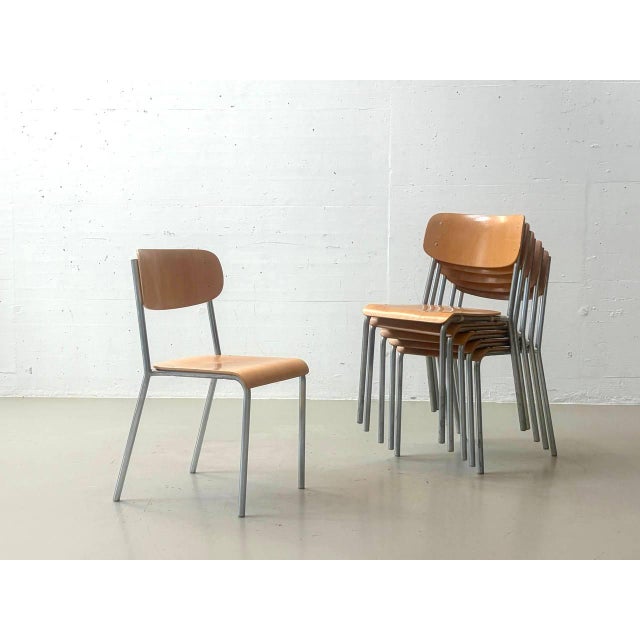 Vintage Stacking Chair in Plywood and Tubular Steel, 1970s For Sale - Image 18 of 18