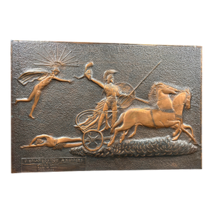 Vintage Greek Handmade Copper Relief Plaque “Triumph of Achilles”