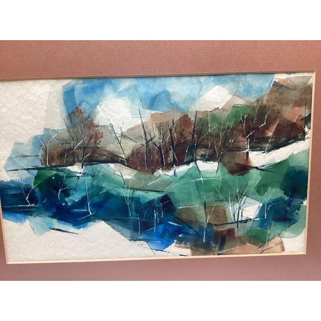 1960s 1960s Modern Abstract Signed & Framed Watercolor by Painting Lorraine For Sale - Image 5 of 5